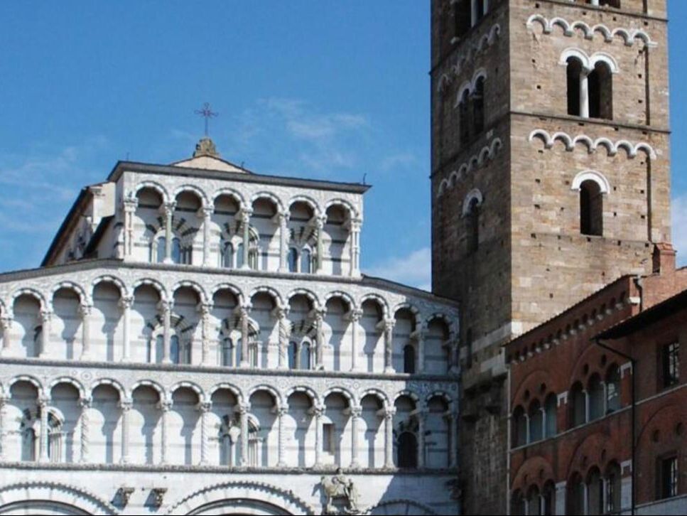 Lucca Cathedral of San Martino with its arcaded facade and bell tower