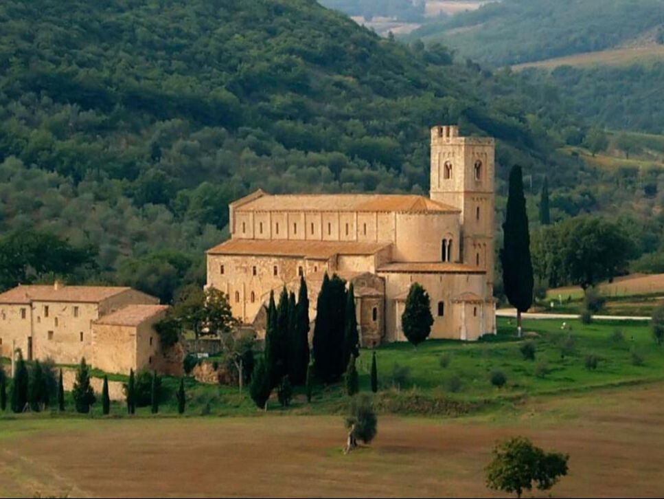 Sant'Antimo Abbey near Montalcino in the Tuscan countryside