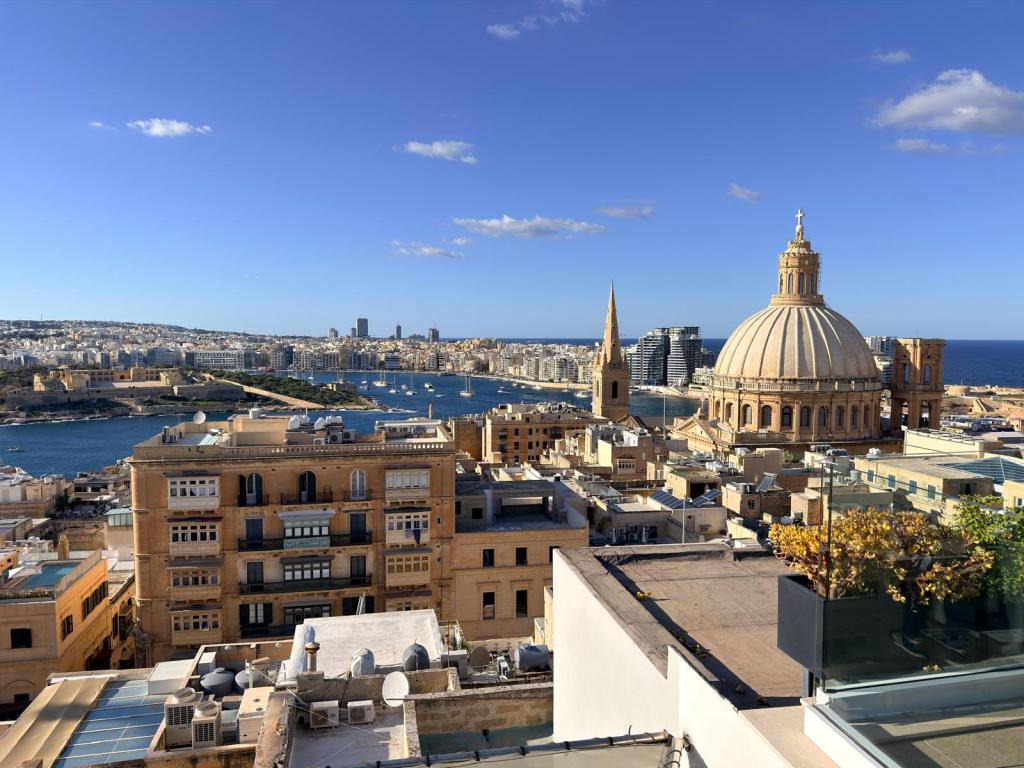 The Valletta skyline with the dome of the Carmelite church, Malta