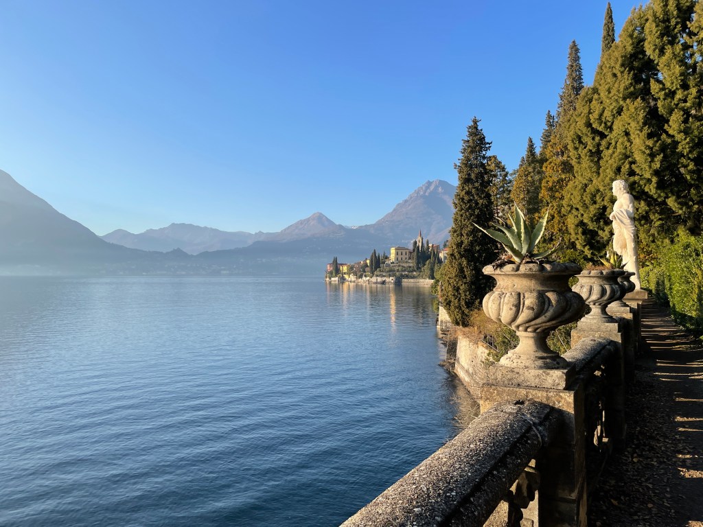 The terrace of Villa Monastero in Varenna above Lake Como