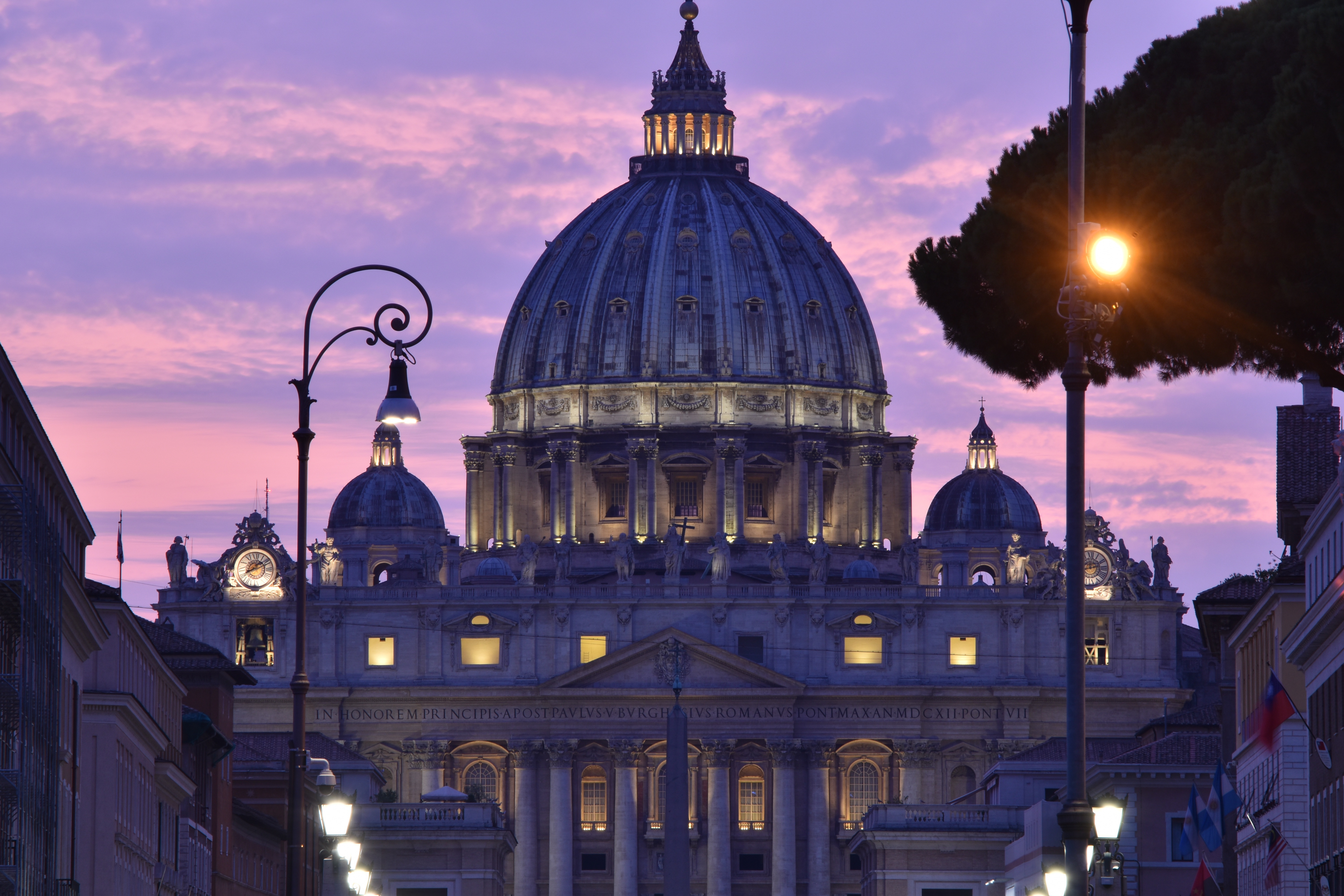 St Peter’s Basilica in Rome at dusk